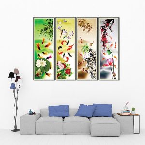 tranh kính cá cửu ngư quần hội