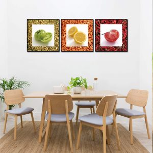 bộ tranh kính hoa quả treo phòng ăn