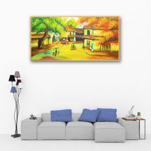 tranh canvas sơn dầu làng quê việt nam
