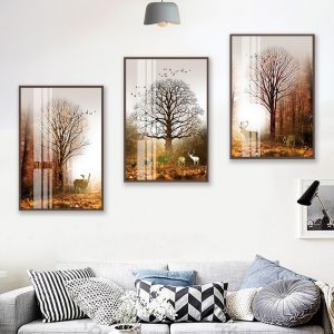 tranh kính 3d cảnh rừng cây bắc âu