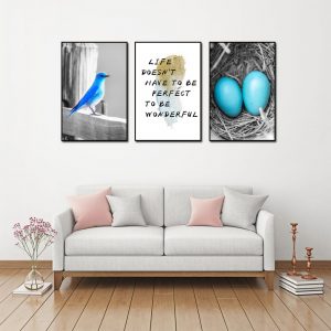 tranh canvas chú chim xanh