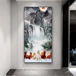 tranh canvas mã đáo thành công khổ dọc