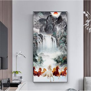 tranh canvas mã đáo thành công khổ dọc