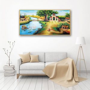 tranh sơn dầu làng quê