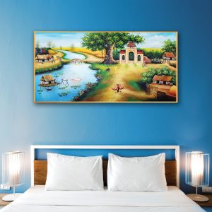 tranh sơn dầu làng quê