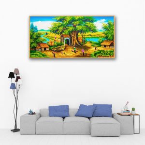 tranh sơn dầu cây đa bến nước