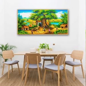 tranh sơn dầu cây đa bến nước