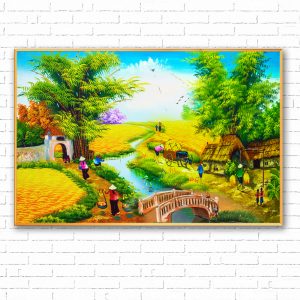 tranh canvas phong cảnh làng quê