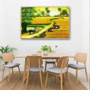 tranh canvas sơn dầu cảnh làng quê việt nam