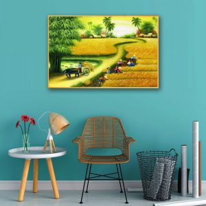 tranh canvas sơn dầu cảnh làng quê việt nam