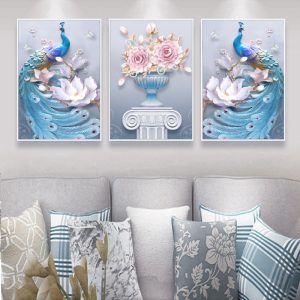 tranh đôi chim công hiện đại