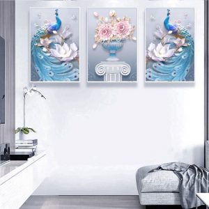 tranh đôi chim công hiện đại