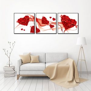 tranh kính 3d hoa hồng trái tim