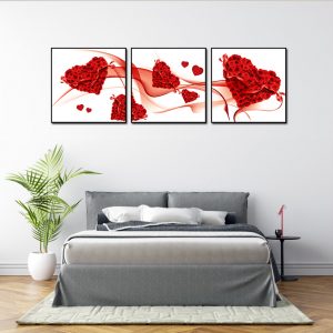 tranh kính 3d hoa hồng trái tim