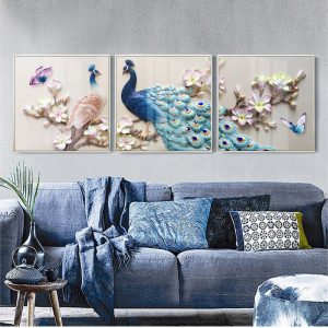 tranh kính 3d chim công nghệ thuật