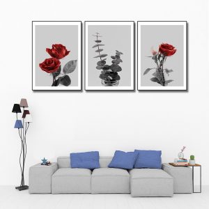bộ 3 bức tranh canvas hoa hồng