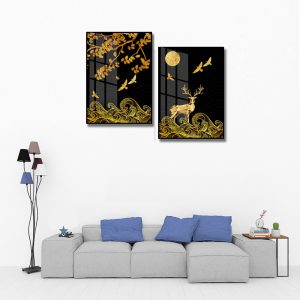 tranh kính hươu vàng bắc âu