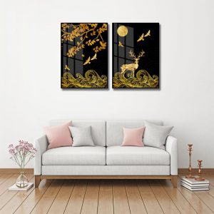 tranh kính hươu vàng bắc âu