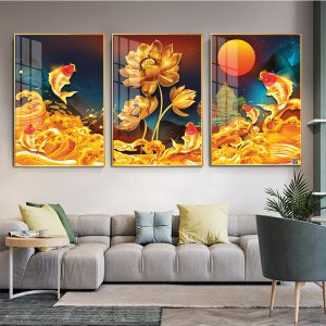 bộ tranh cá chép sóng vàng