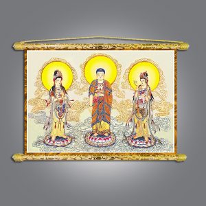 Tranh tây phương tam thánh nẹp sáo gỗ