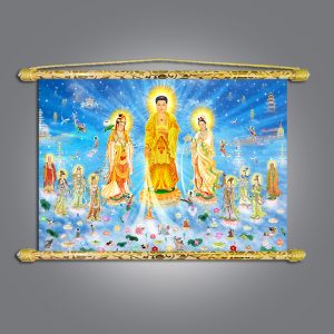 Tranh tây phương tam thánh nẹp sáo gỗ