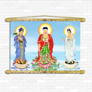 Tranh tây phương tam thánh nẹp sáo gỗ