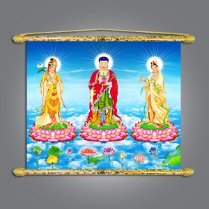 Tranh tây phương tam thánh nẹp sáo gỗ