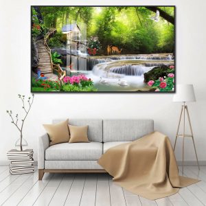 tranh suối nước