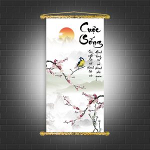 tran chữ thư pháp cuộc sống