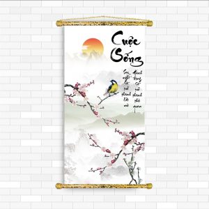 tran chữ thư pháp cuộc sống