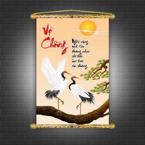 tranh canvas thư pháp gia đình vợ chồng