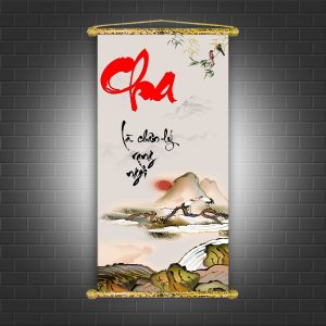 tranh thư pháp gia đình cha mẹ