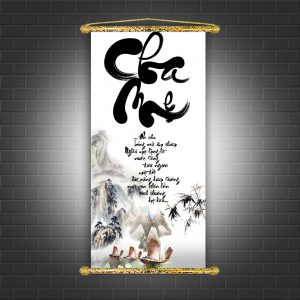 tranh canvas thư pháp gia đình cha mẹ