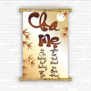 tranh canvas thư pháp mẹ cha