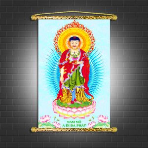 tranh đức phật a di đà sáo gỗ a1055
