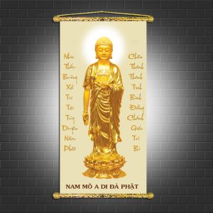 Phật a di đà tranh canvas A1027a có chữ