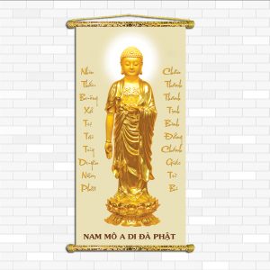 Phật a di đà tranh canvas A1027a có chữ