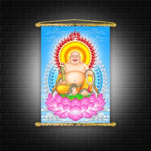 tranh canvas nẹp sáo gỗ đức phật di lặc cười DL03