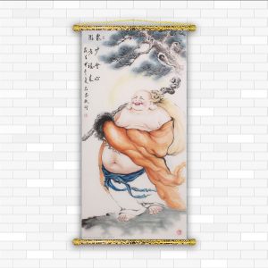 tranh phật di lặc nẹp sáo gỗ vải canvas chống nước dl09