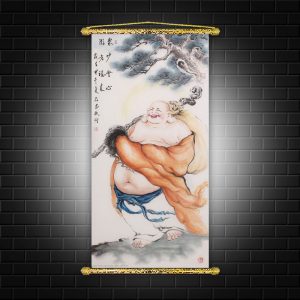 tranh phật di lặc nẹp sáo gỗ vải canvas chống nước dl09