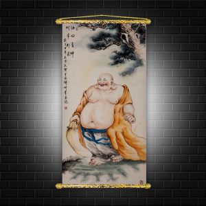 tranh phật di lặc nẹp sáo gỗ vải canvas chống nước dl10