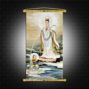 tranh canvas nẹp sáo gỗ quan thế âm bồ tát Q2088