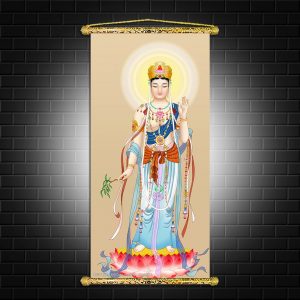 tranh canvas nẹp sáo gỗ quan thế âm bồ tát Q2091