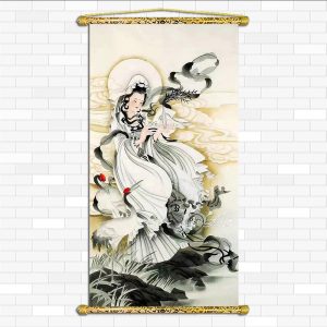 tranh canvas nẹp sáo gỗ quan thế âm bồ tát Q2103