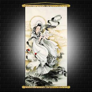 tranh canvas nẹp sáo gỗ quan thế âm bồ tát Q2103