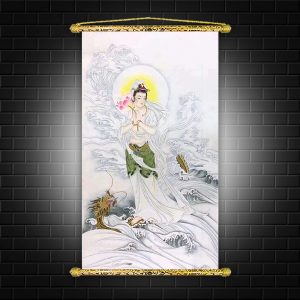 tranh canvas nẹp sáo gỗ quan thế âm bồ tát Q2106