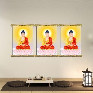 tranh liễn phật giáo, bộ 3 tranh tam thế phật T4007